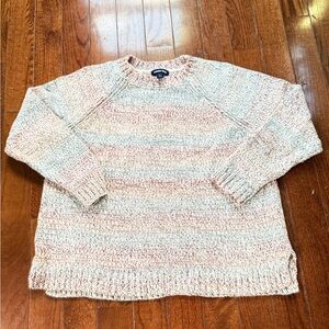 Lands' End Crew Neck Warm Multicolored Striped Sweater